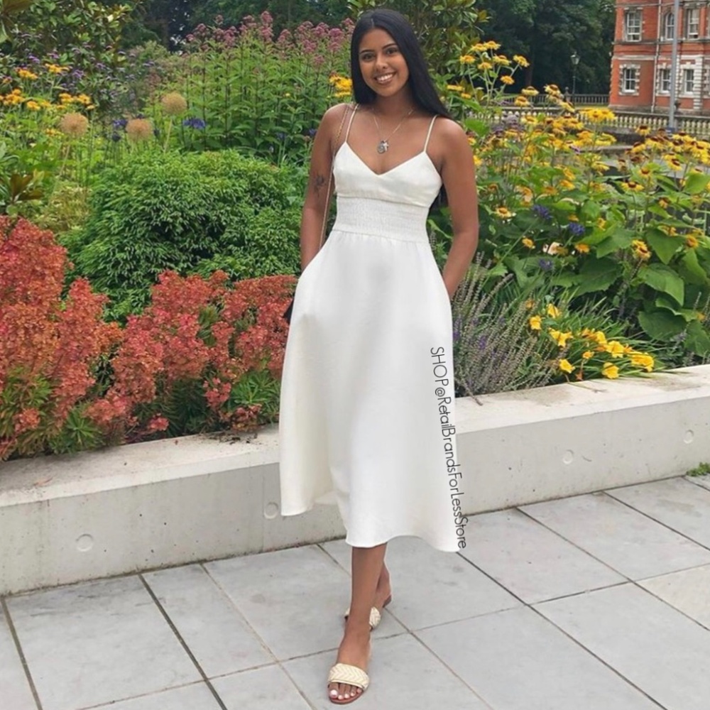 ZARA V NECK LINEN VOLUMINOUS FLOWY MAXI MIDI DRESS - Picture 8 of 14